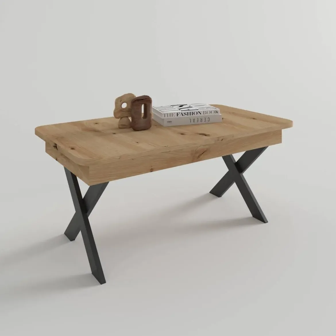 Mesa de Centro Elevable Rectangular 110x60 con Patas Metálicas M835