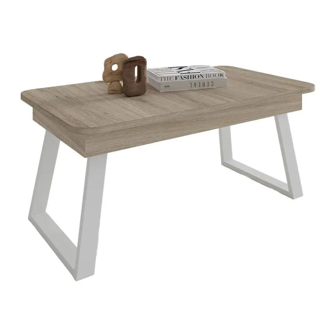 Mesa de Centro Elevable Rectangular 110x60 con Patas Metálicas Trapecio M833