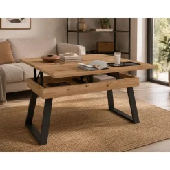 Mesa de Centro Elevable Rectangular 110x50 Melamina Trapecio M838