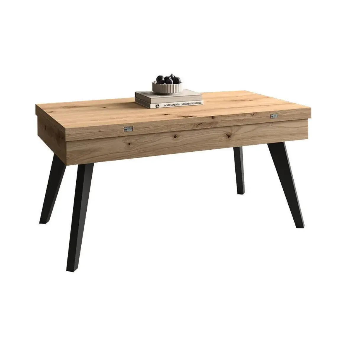 Mesa de Centro Elevable Rectangular con Patas Metálicas Inclinadas M839