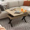 Mesa de Centro Elevable Rectangular en Melamina con Patas Metálicas en X M840