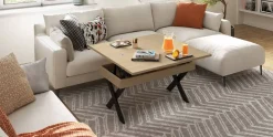 Mesa de Centro Elevable Rectangular en Melamina con Patas Metálicas en X M840