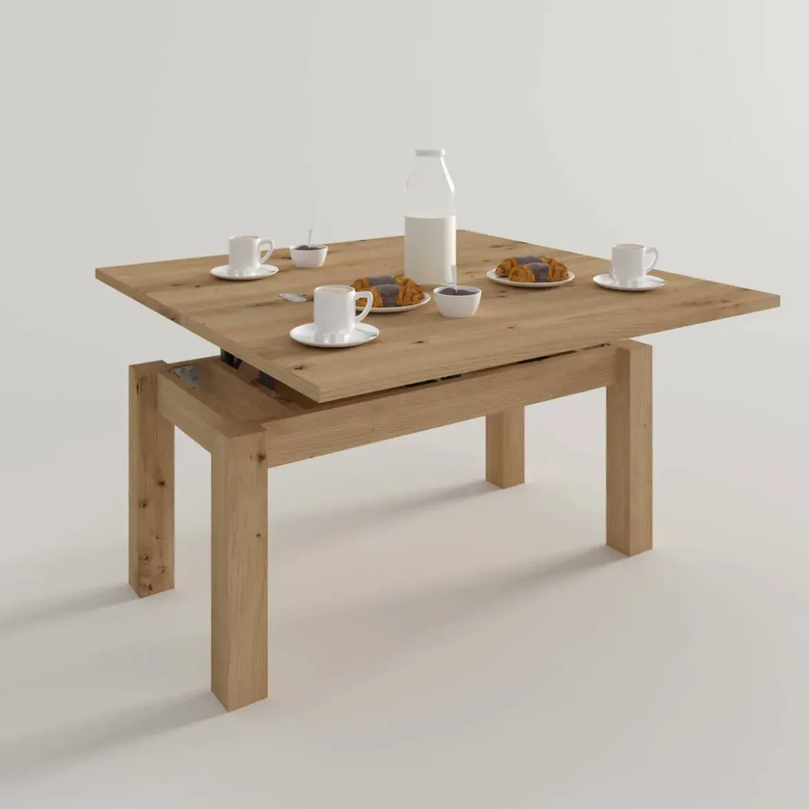 Mesa de Centro Elevable Rectangular 110x50 Patas Cuadradas de Madera M906