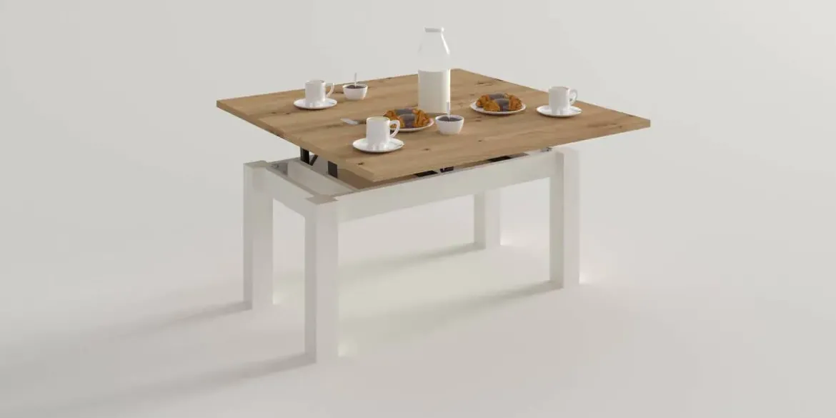 Mesa de Centro Elevable Rectangular 110x50 Patas Cuadradas de Madera M906