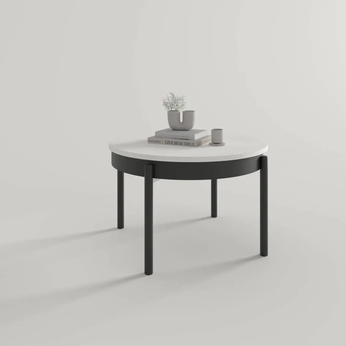 Mesa de Centro Elevable Redonda 72 cm Metal Cilindro M836