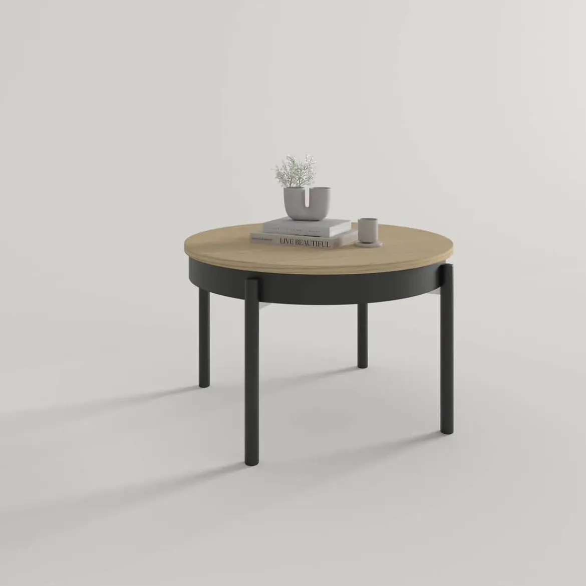 Mesa de Centro Elevable Redonda 72 cm Metal Cilindro M836