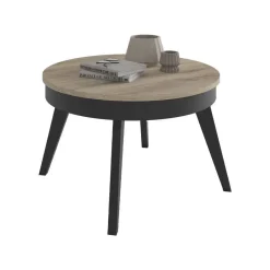 Mesa de Centro Elevable Redonda 72 cm con Patas Metálicas Inclinadas M837