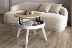 Mesa de Centro Elevable Redonda 72 cm con Patas Metálicas Inclinadas M837