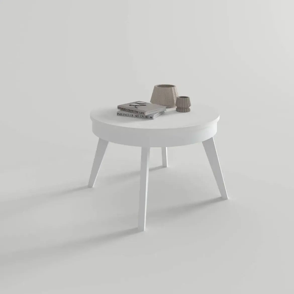 Mesa de Centro Elevable Redonda 72 cm con Patas Metálicas Inclinadas M837
