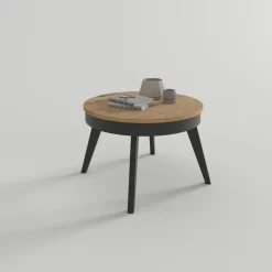 Mesa de Centro Elevable Redonda 72 cm con Patas Metálicas Inclinadas M837