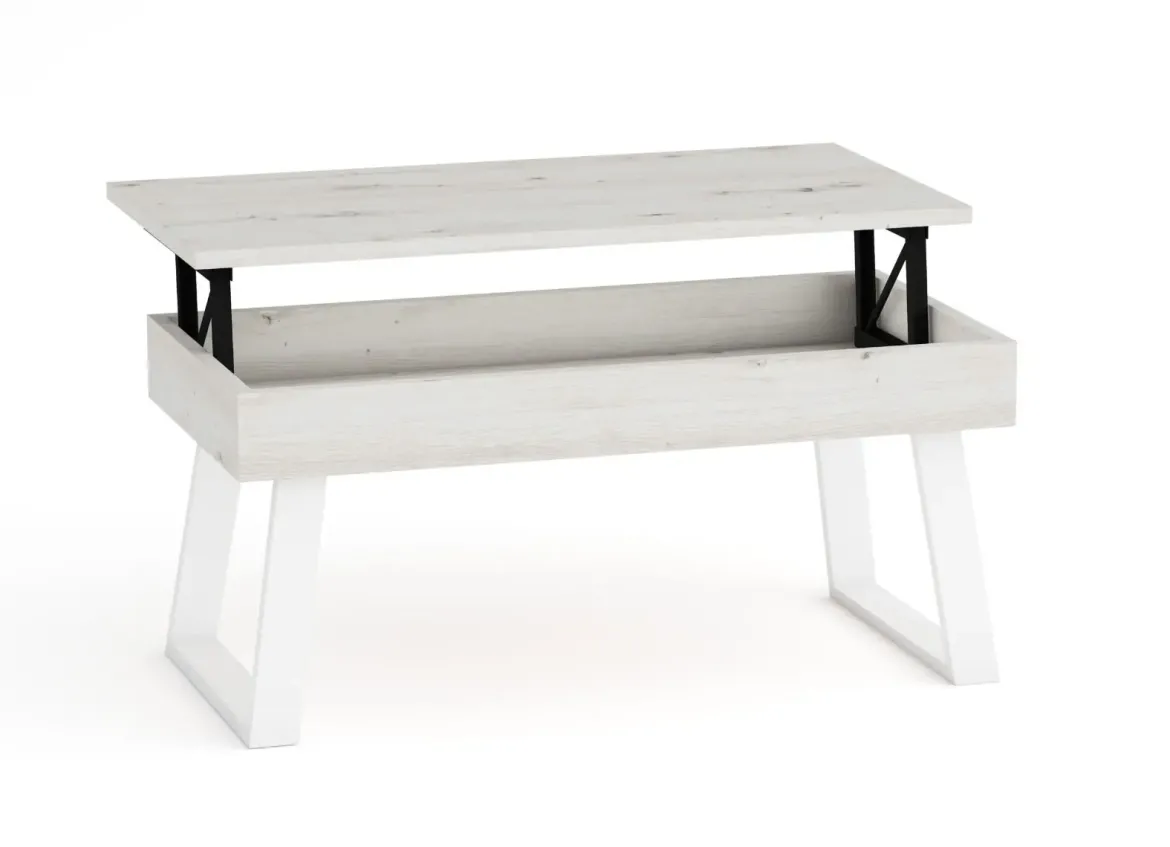 Mesa de Centro Elevable 100x50 cm con Patas Metálicas Trapecio M804