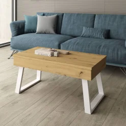 Mesa de Centro Elevable 100x50 cm con Patas Metálicas Trapecio M804