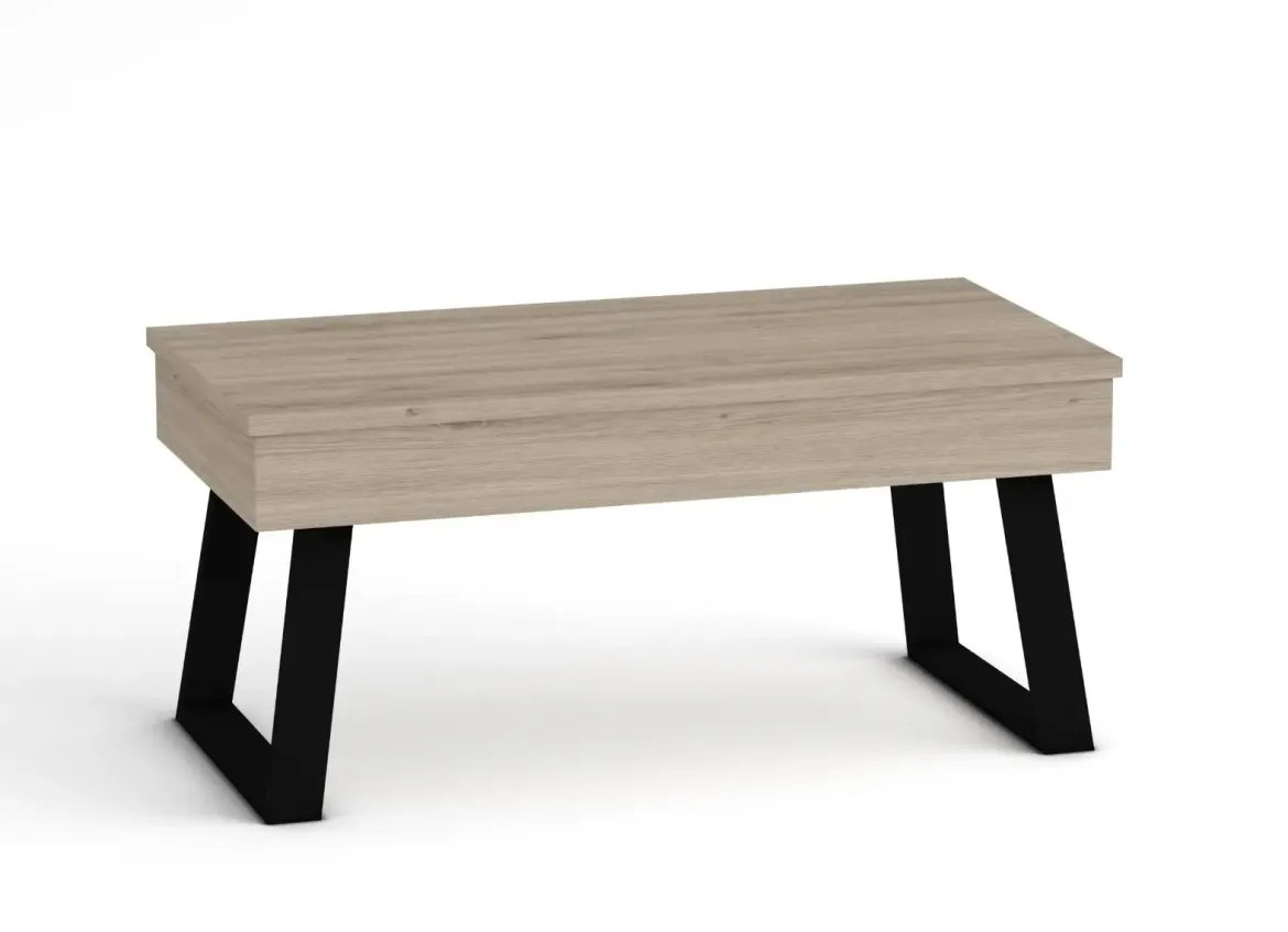 Mesa de Centro Elevable 100x50 cm con Patas Metálicas Trapecio M804