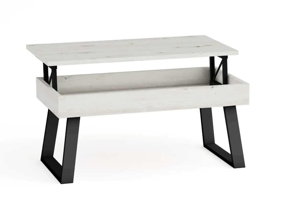 Mesa de Centro Elevable 100x50 cm con Patas Metálicas Trapecio M804