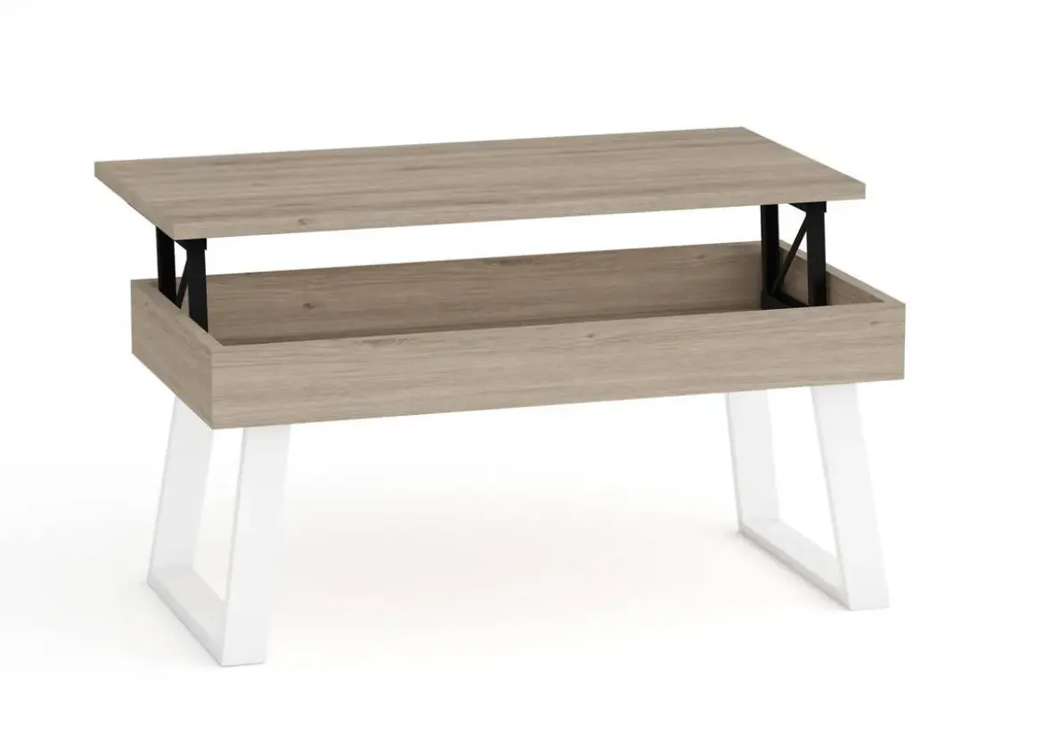 Mesa de Centro Elevable 100x50 cm con Patas Metálicas Trapecio M804