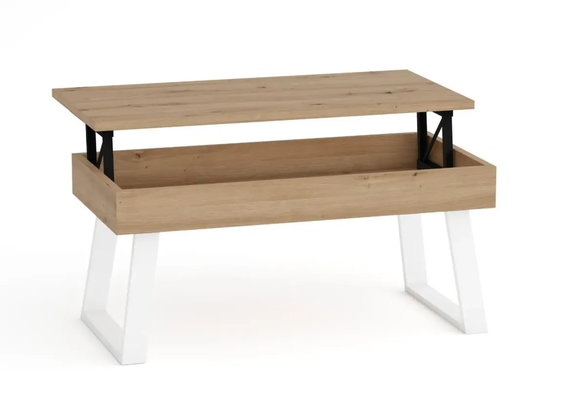 Mesa de Centro Elevable 100x50 cm con Patas Metálicas Trapecio M804