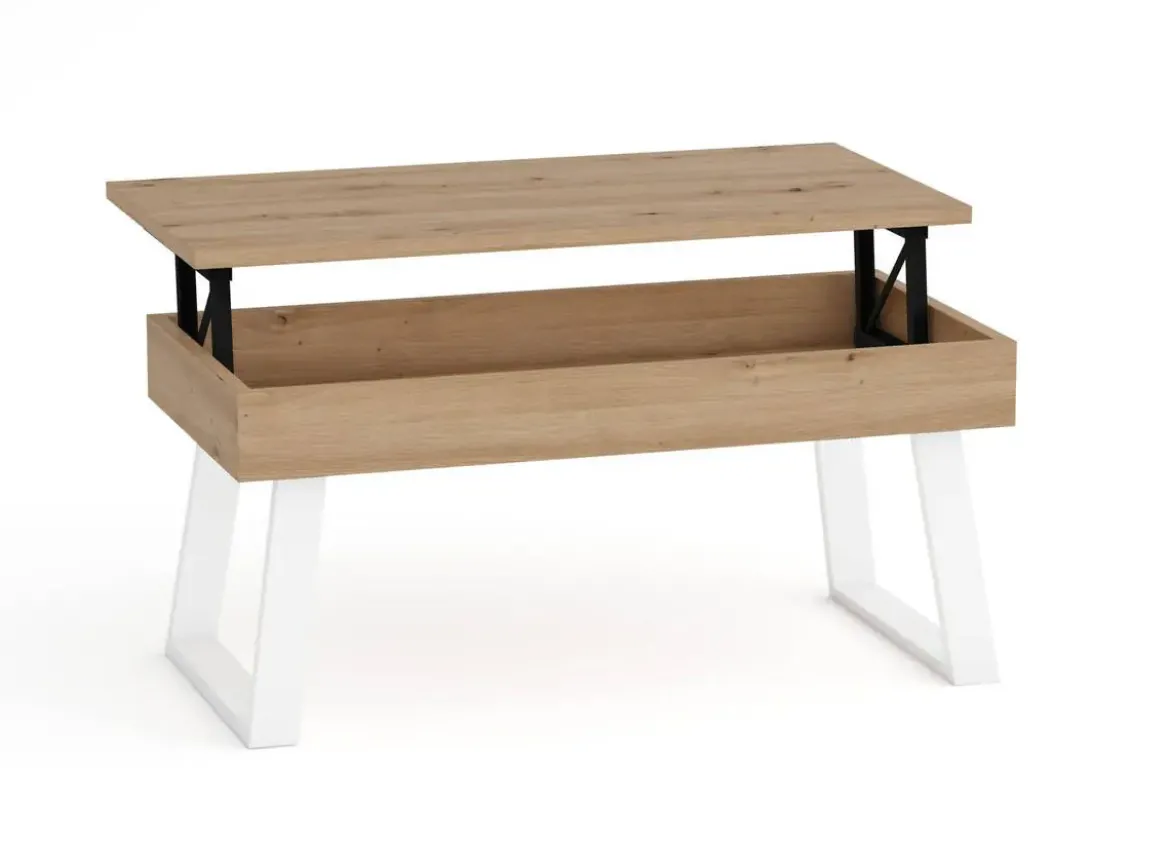 Mesa de Centro Elevable 100x50 cm con Patas Metálicas Trapecio M804