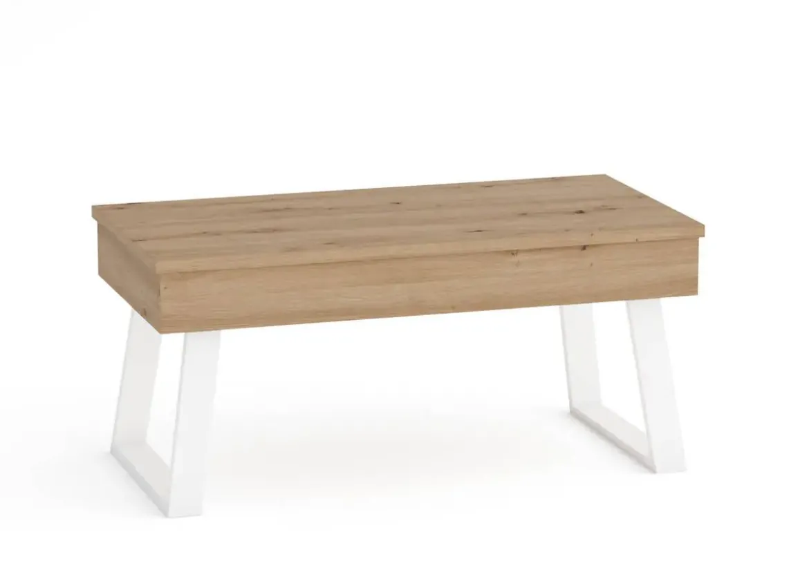 Mesa de Centro Elevable 100x50 cm con Patas Metálicas Trapecio M804