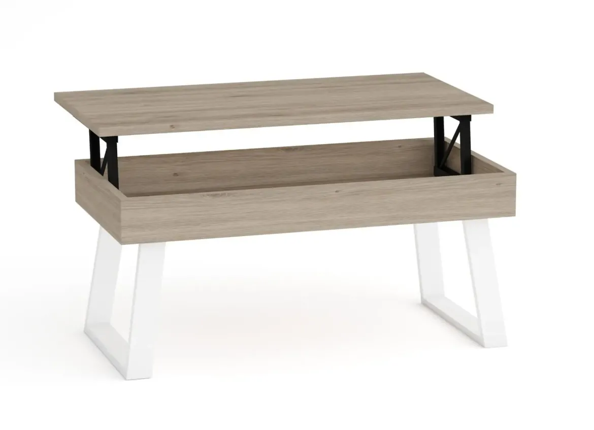 Mesa de Centro Elevable 100x50 cm con Patas Metálicas Trapecio M804