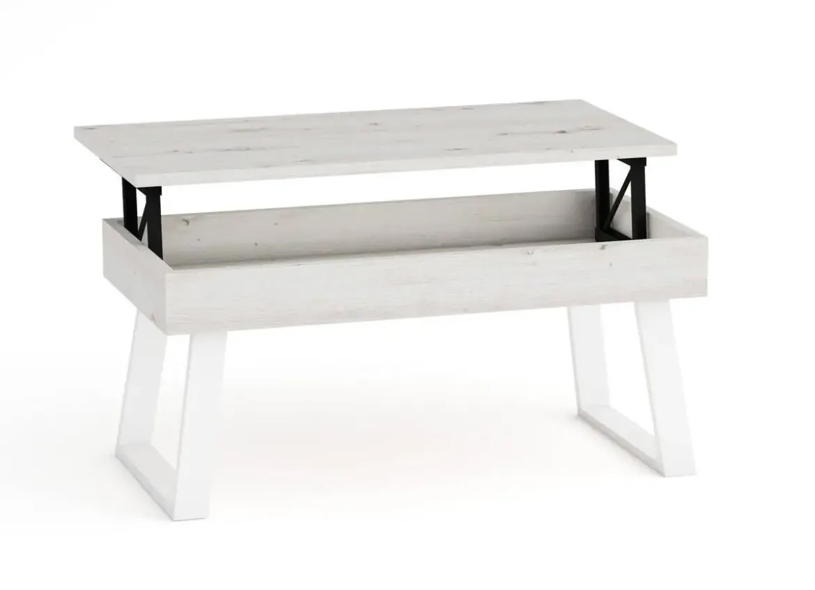 Mesa de Centro Elevable 100x50 cm con Patas Metálicas Trapecio M804
