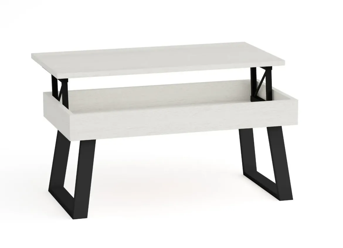 Mesa de Centro Elevable 100x50 cm con Patas Metálicas Trapecio M804