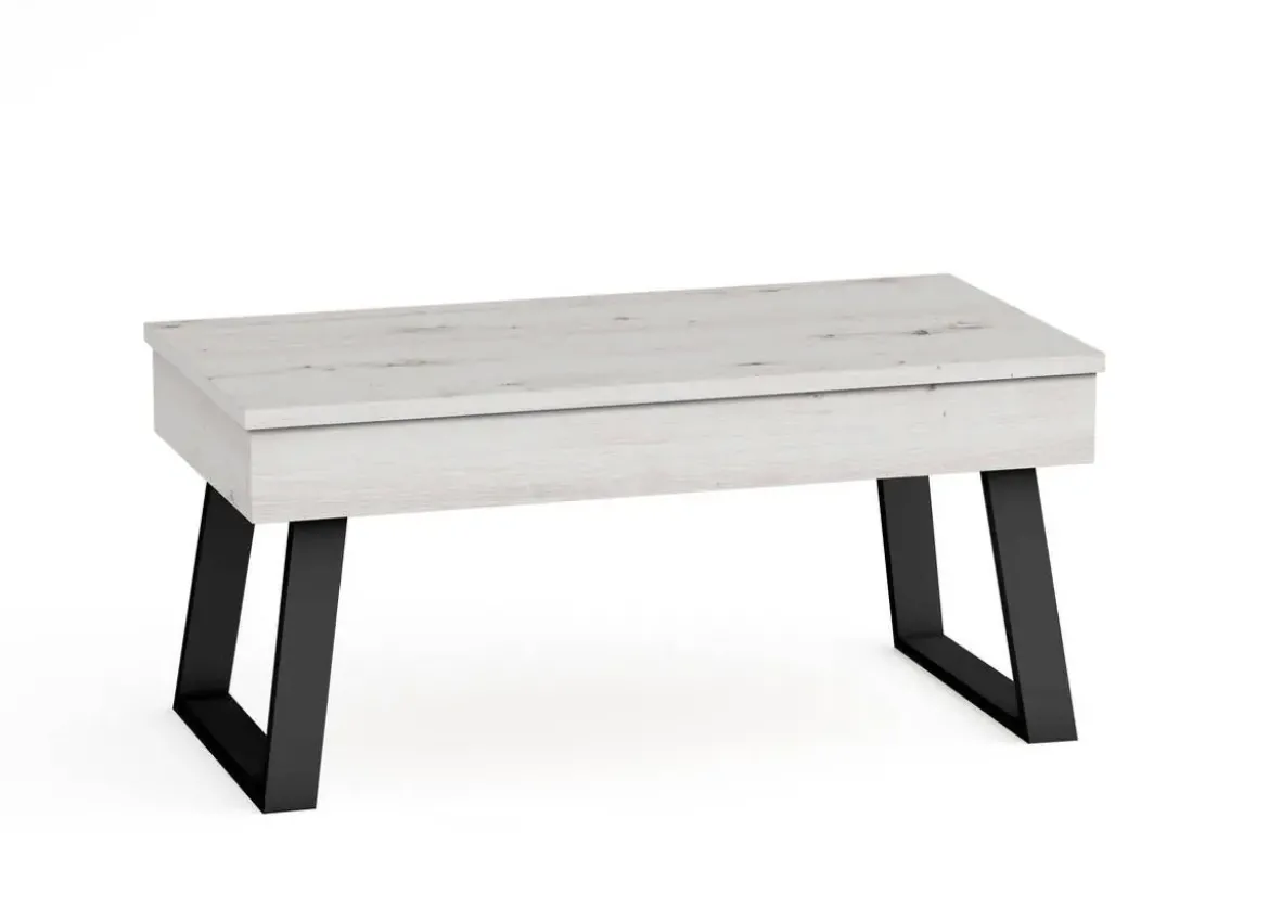 Mesa de Centro Elevable 100x50 cm con Patas Metálicas Trapecio M804