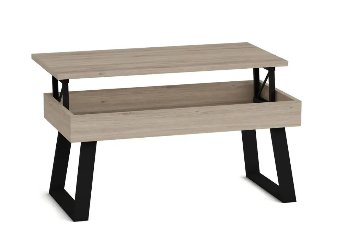 Mesa de Centro Elevable 100x50 cm con Patas Metálicas Trapecio M804