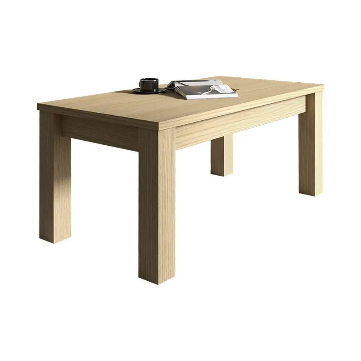 Mesa de Centro Elevable 100x50 cm con Patas Cuadradas Nuez M904