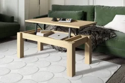 Mesa de Centro Elevable 100x50 cm con Patas Cuadradas Nuez M904