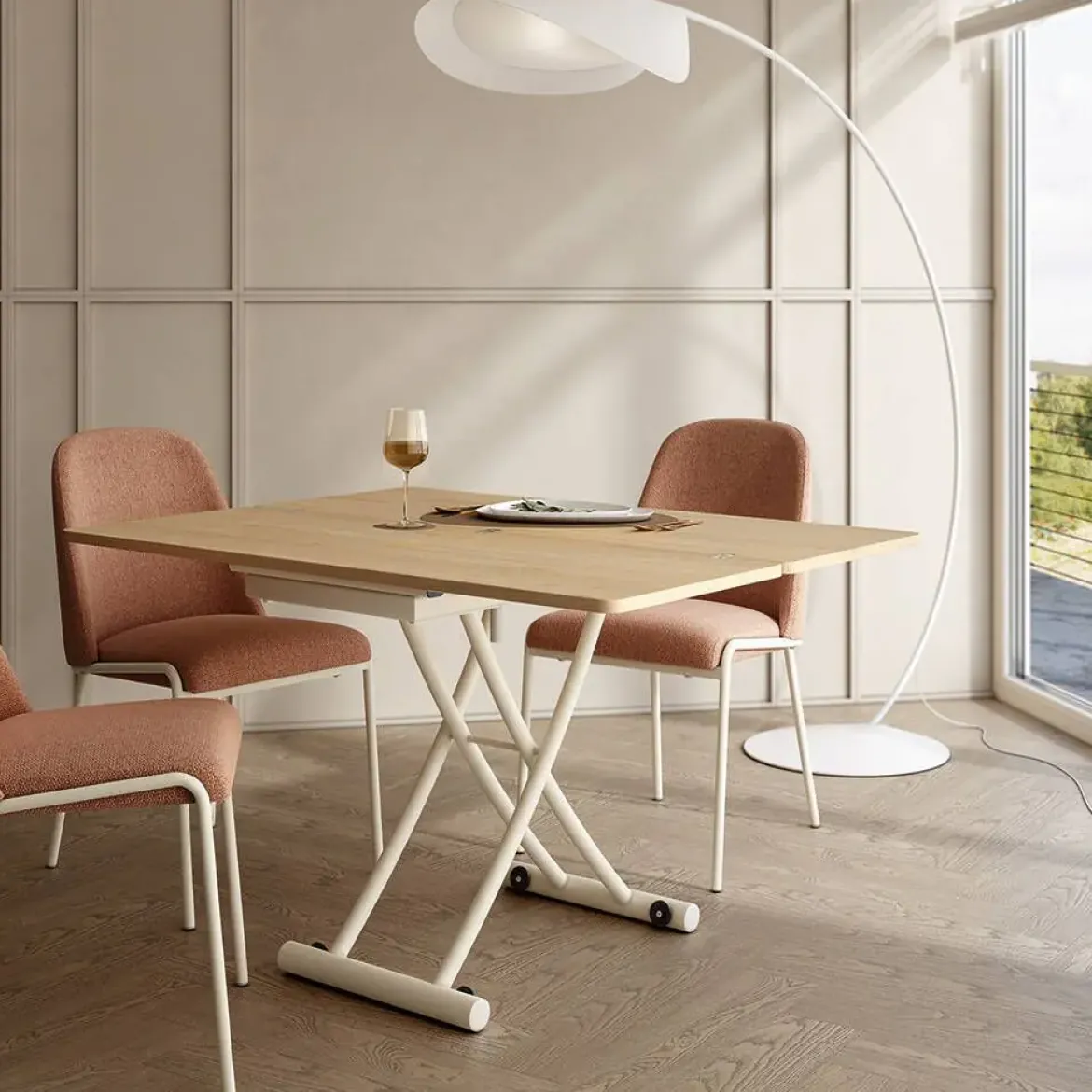 Mesa de Centro Elevable y Extensible en Roble MORFEO CNG129MR