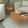 Mesa de Centro en Madera de Roble 80 cm con Estante Giratorio OASIS CG1922RO