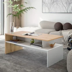 Mesa de Centro en Roble Nodi y Blanco Artik LYRA 011644W
