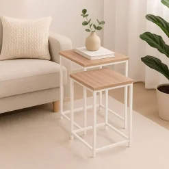 Mesa de Centro Industrial con Patas Metálicas Blancas TIGRIS 21301058