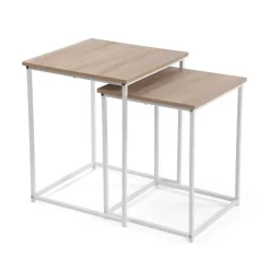 Mesa de Centro Industrial con Patas Metálicas Blancas TIGRIS 21301058