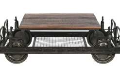 Mesa de Centro Industrial de Metal Negro con Tablero de Madera MB-208382