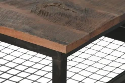 Mesa de Centro Industrial de Metal Negro con Tablero de Madera MB-208382