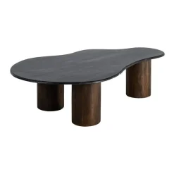Mesa de Centro Mármol Negro y Madera 615493
