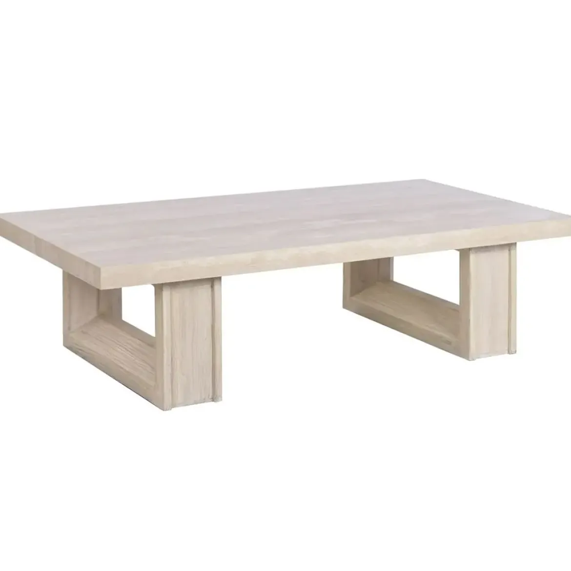 Mesa de Centro Mármol Travertino y Madera de Olmo 160 cm MB-226312