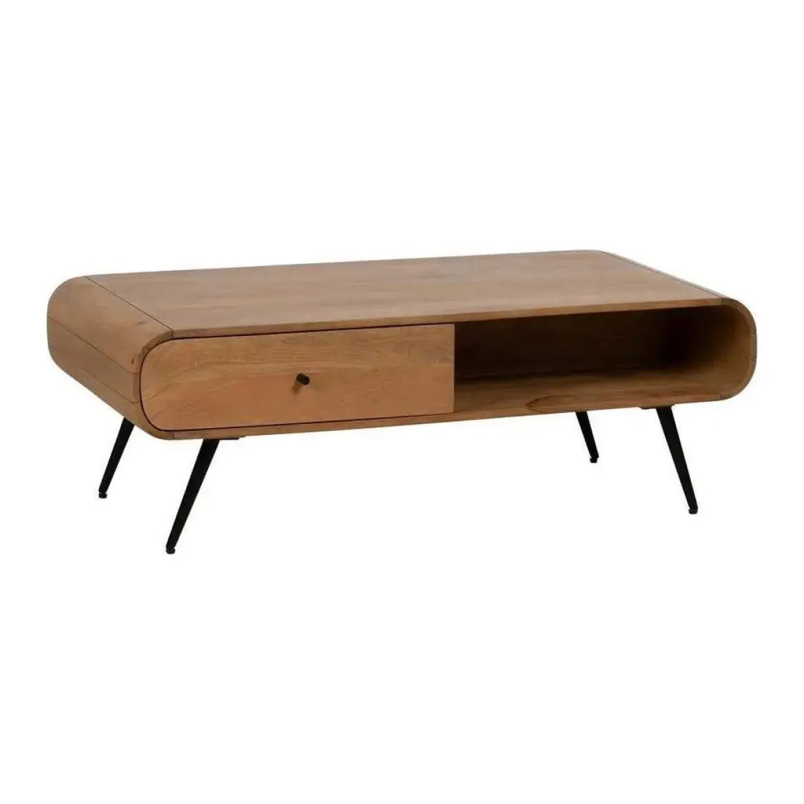 Mesa de Centro Natural en Madera de Mango con Cajón y Hueco 120 cm 612706