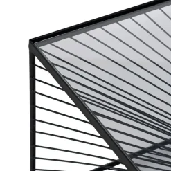 Mesa de Centro Negra 80 cm con Estructura Metálica y Tapa de Cristal 615015