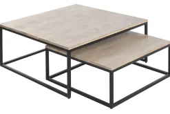 Mesa de Centro Nido Set 2 en Madera de Mango y Metal MB-227809