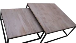 Mesa de Centro Nido Set 2 en Madera de Mango y Metal MB-227809