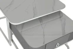 Mesa de Centro Nido Set 2 en Piedra Sinterizada con Estructura Metálica MB-217613