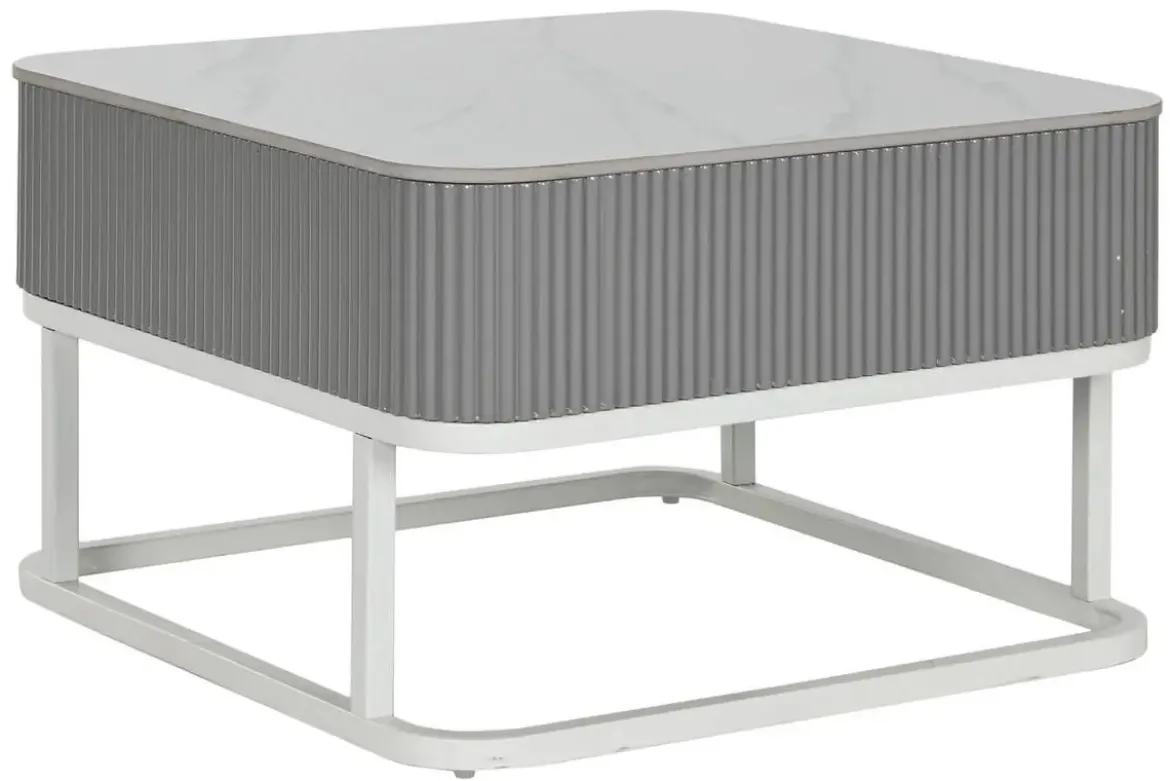 Mesa de Centro Nido Set 2 en Piedra Sinterizada con Estructura Metálica MB-217613