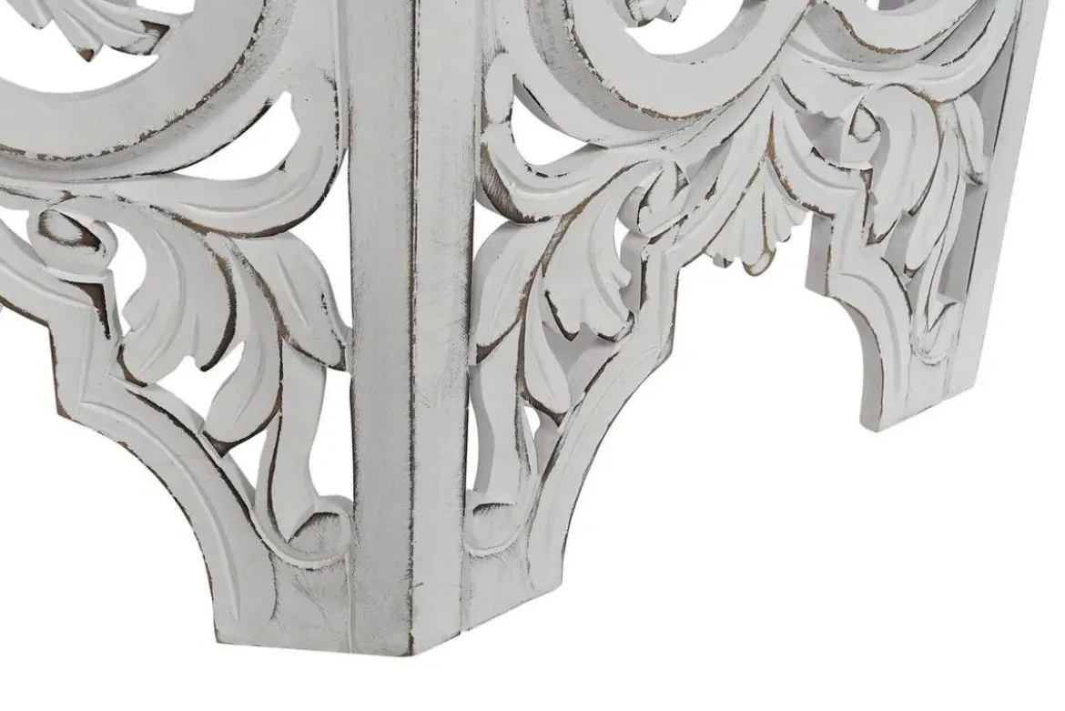 Mesa de Centro Octogonal Tallada en MDF Blanco Envejecido MB-207379