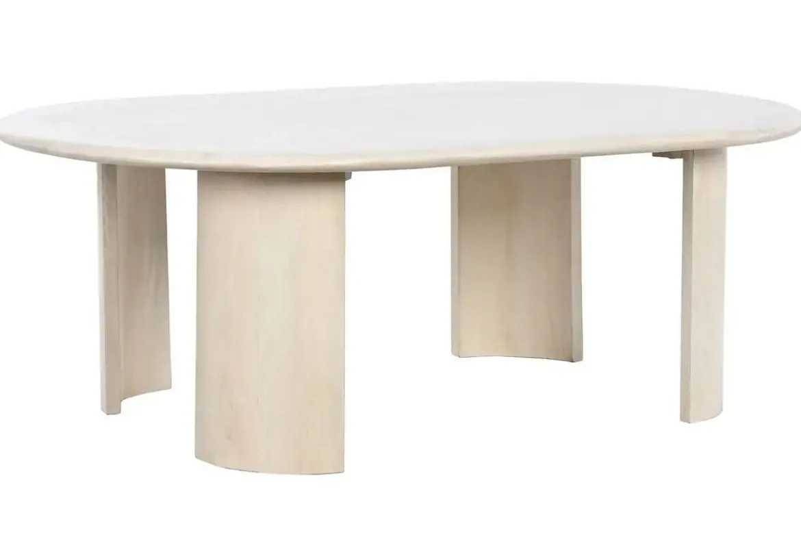 Mesa de Centro Ovalada de Madera de Mango Natural MB-205732