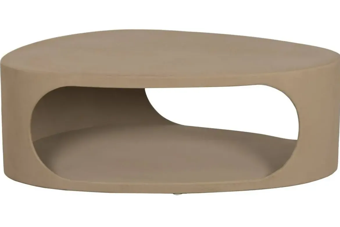 Mesa de Centro Ovalada de MDF Acabado Rugoso Color Arena MB-227610