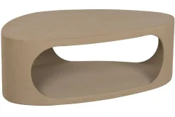 Mesa de Centro Ovalada de MDF Acabado Rugoso Color Arena MB-227610