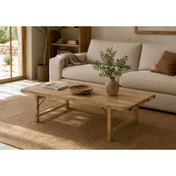 Mesa de Centro Plegable de Madera Reciclada Natural MB-229858