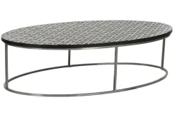 Mesa de Centro Rectangular de Taracea de Hueso y Metal MB-217977